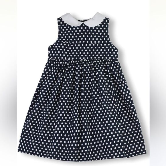 ONLY LITTLE ONCE NAVY POLKA‎ DOT TODDLER & YOUTH SHORTSLEEVE GIRL DRESS 8 NWT - Picture 2 of 4